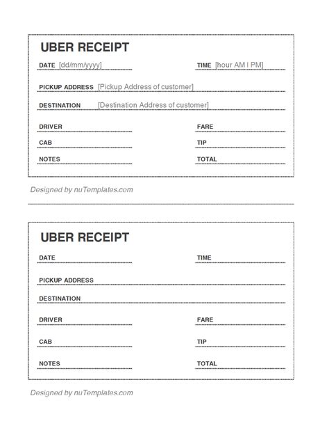 Fake Uber Receipt Template